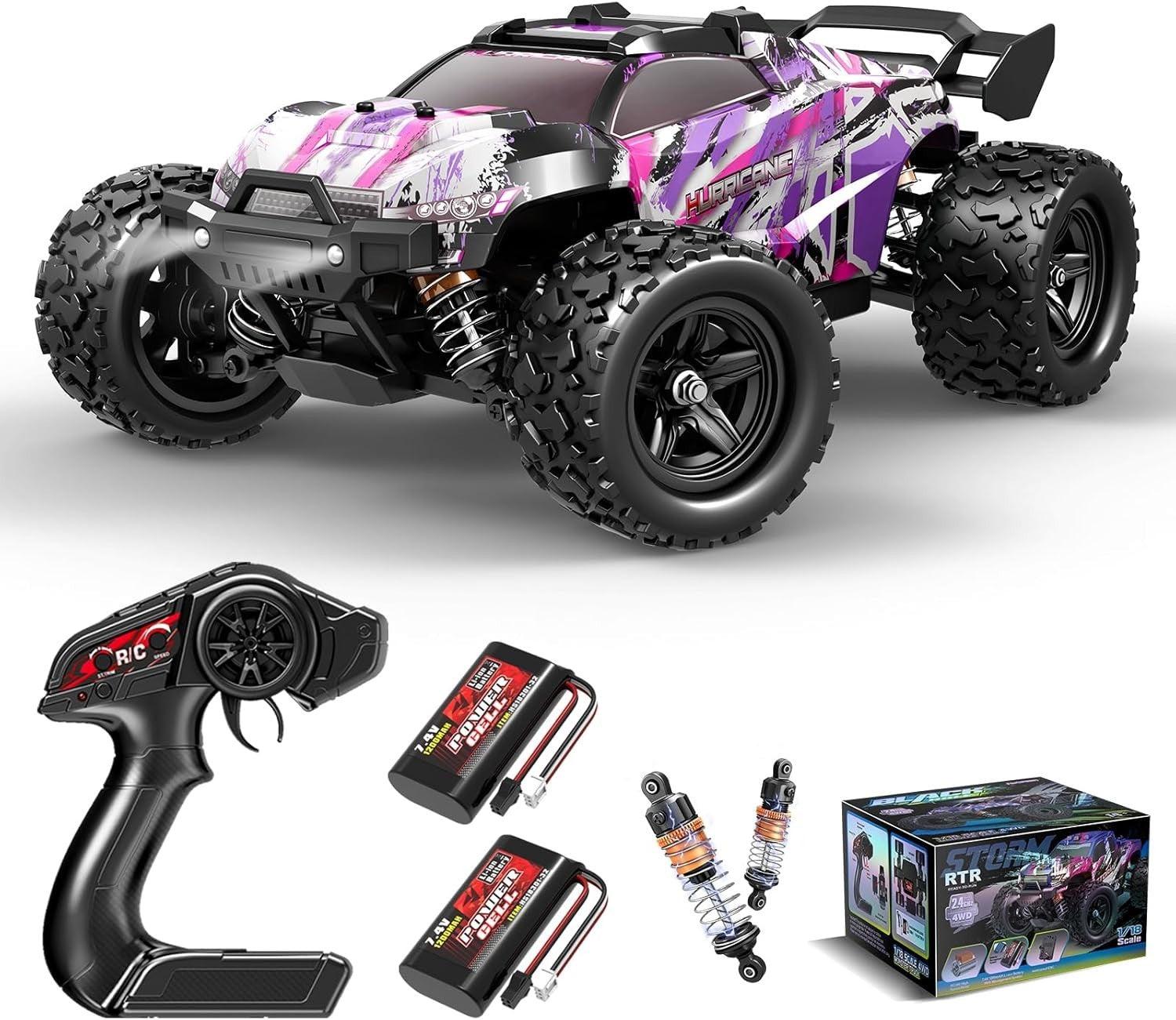 1:18 Pink RC Car for Girls 40KM/H 4WD Off-Road Truck Dual Battery Toy
