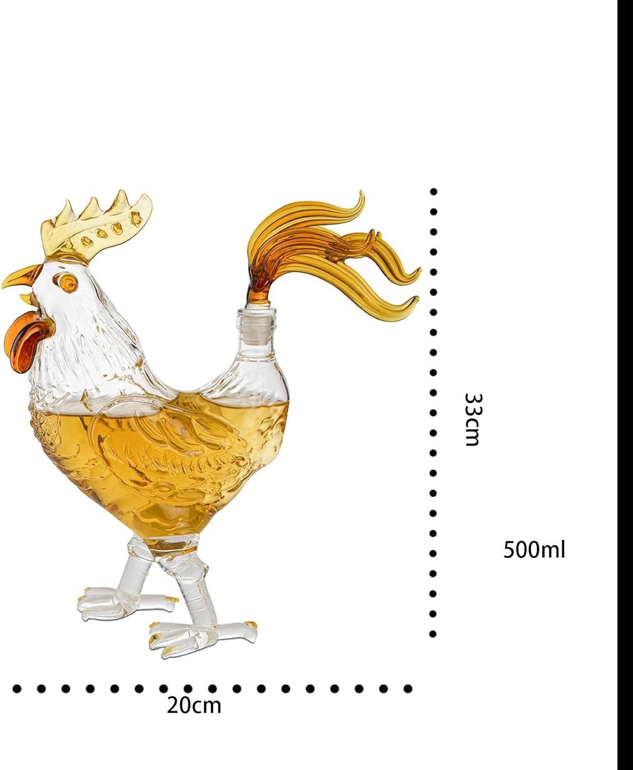 Rooster Whiskey Decanter 500ml Glass Chicken Bottle Unique Bar Gift