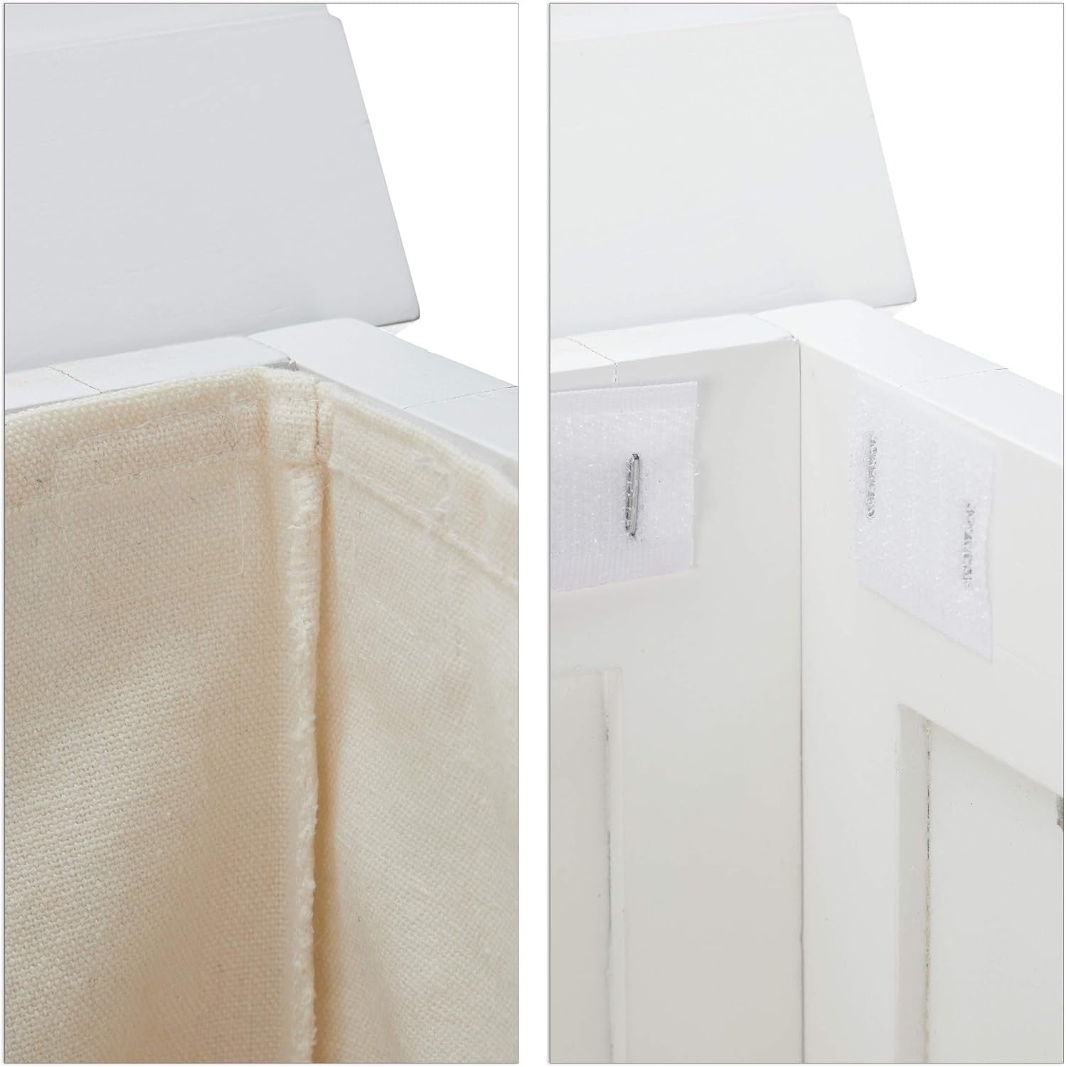 White Wooden Laundry Hamper with Lid, 86L Ventilated Storage Basket, Natural Pin
