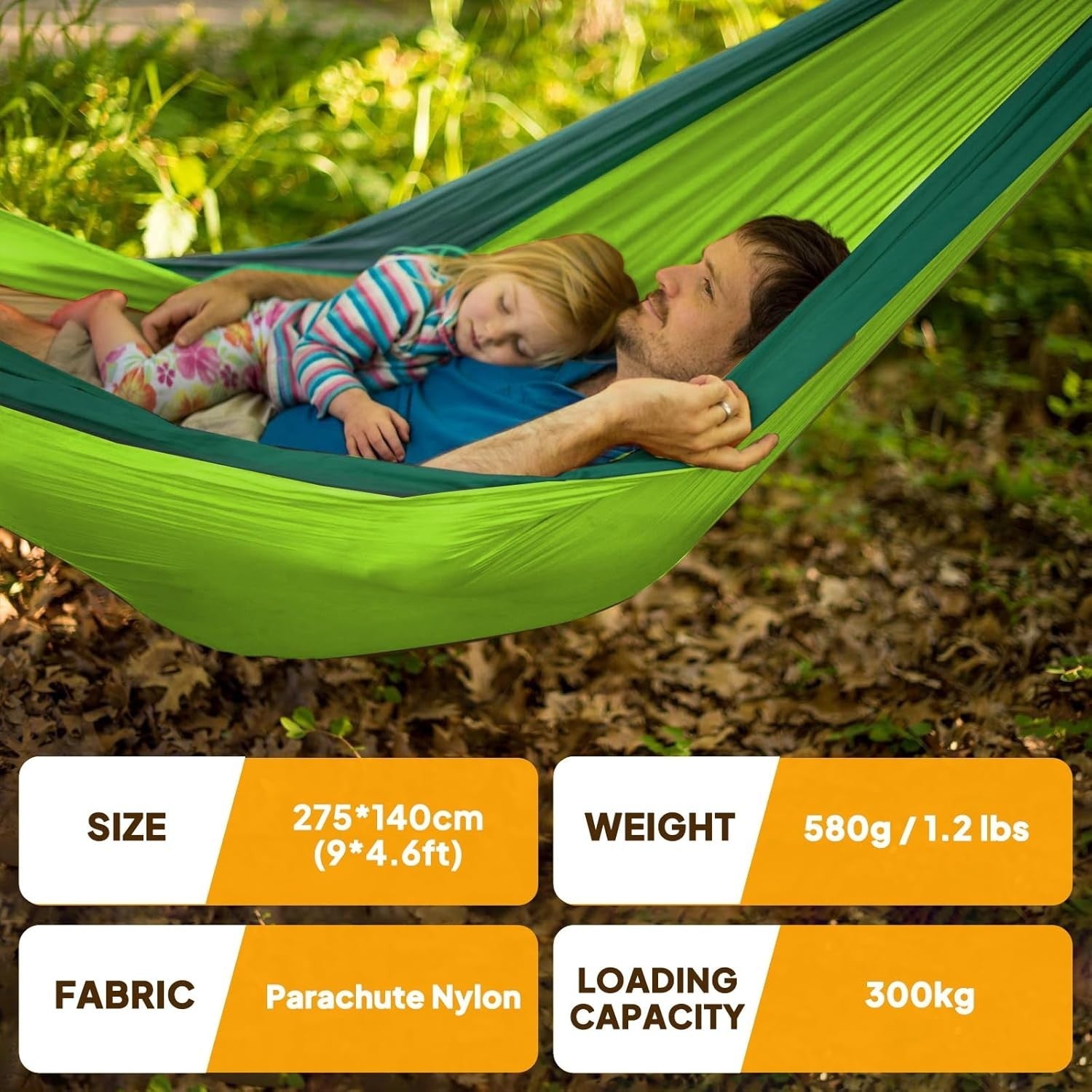 Ultra-Light Camping Hammock 300kg Load, Quick-Dry Parachute Nylon, Portable