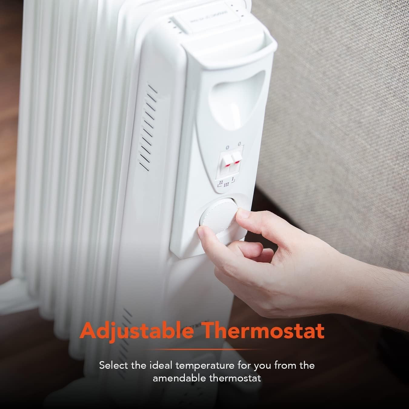 Warmlite WL43003YW 1500W Oil Filled Radiator with 3 power Settings and Adjustabl