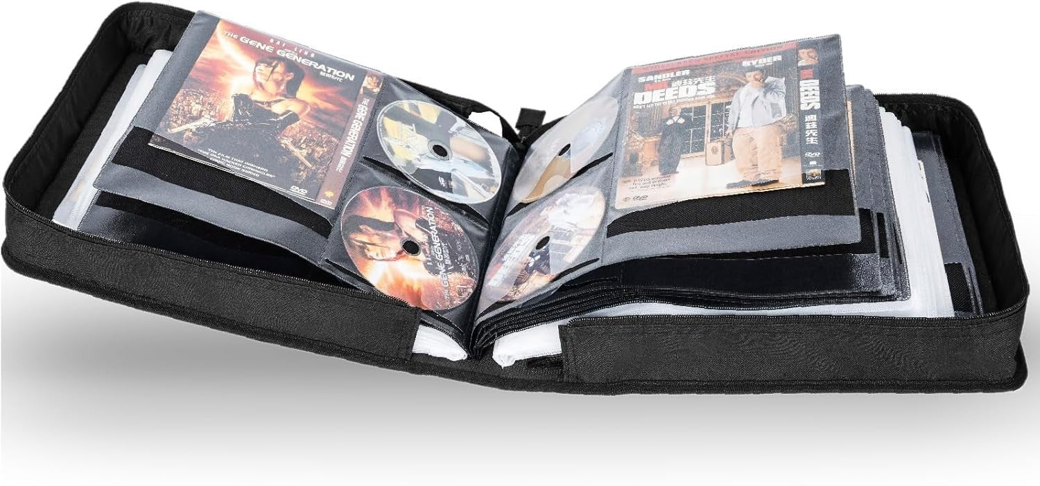 200 CD DVD Storage Wallet Organizer Case 100 Booklet Pockets Black