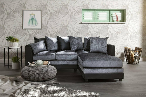 Fabric Corner Sofa with Swivel Chair Set Black Grey | Right Hand | 3+2 Seater