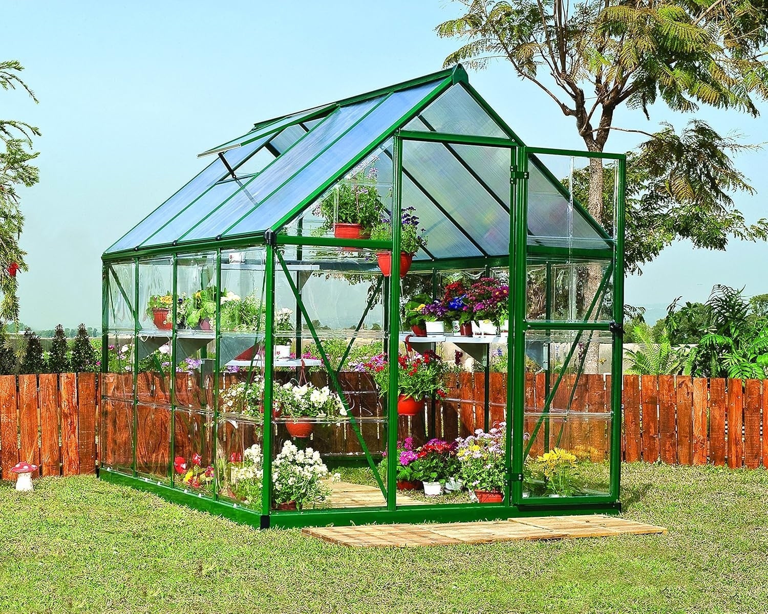 Premium 6x8ft Aluminium Greenhouse with Polycarbonate Panels & Lockable Door
