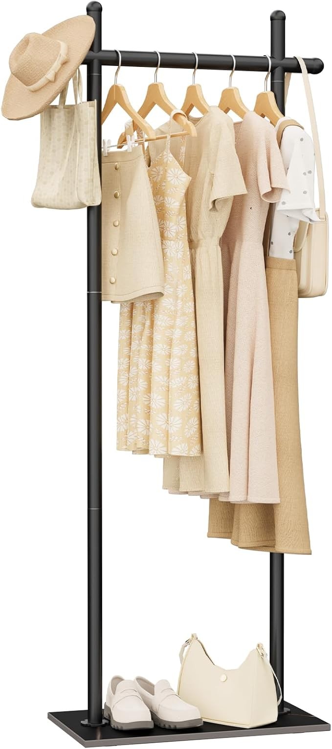 Luxury Metal Coat Rack with Natural Rock Base Freestanding Clothes Stand