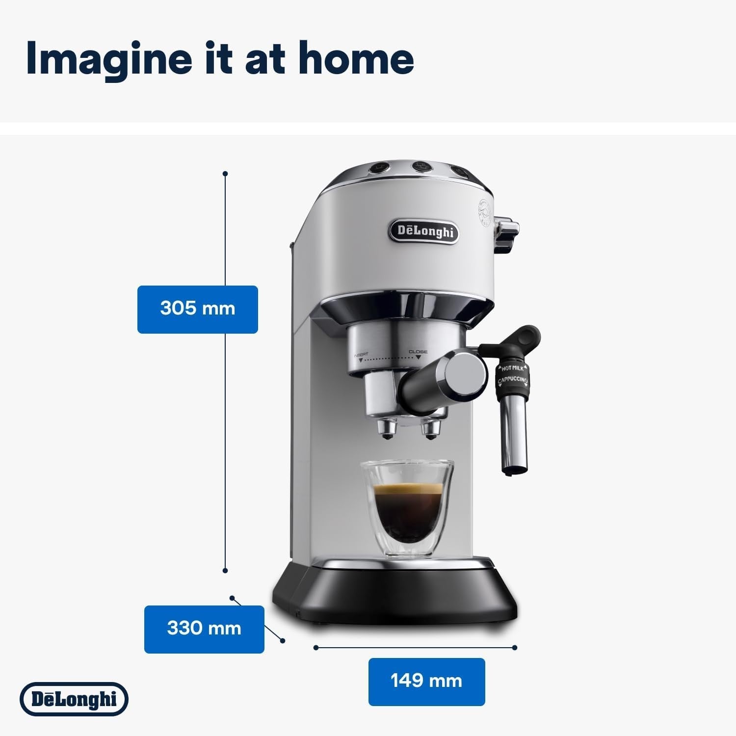 Compact Barista Espresso Machine | 1350W | Frothing Wand | 1L Tank