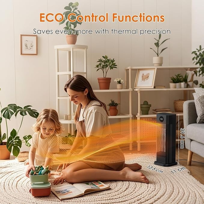 2000W Ceramic Space Heater Fast Heating Oscillating Remote Control Timer