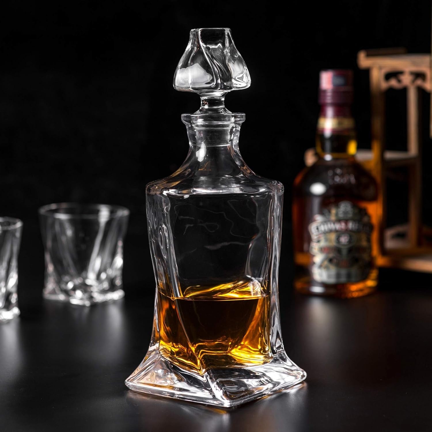 Crystal Whiskey Decanter Set 7-Piece 800ml + 6 Glasses 300ml Luxury Gift