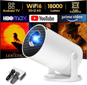 Smart Mini Projector 1080P WiFi 6 Bluetooth 180° Auto Keystone