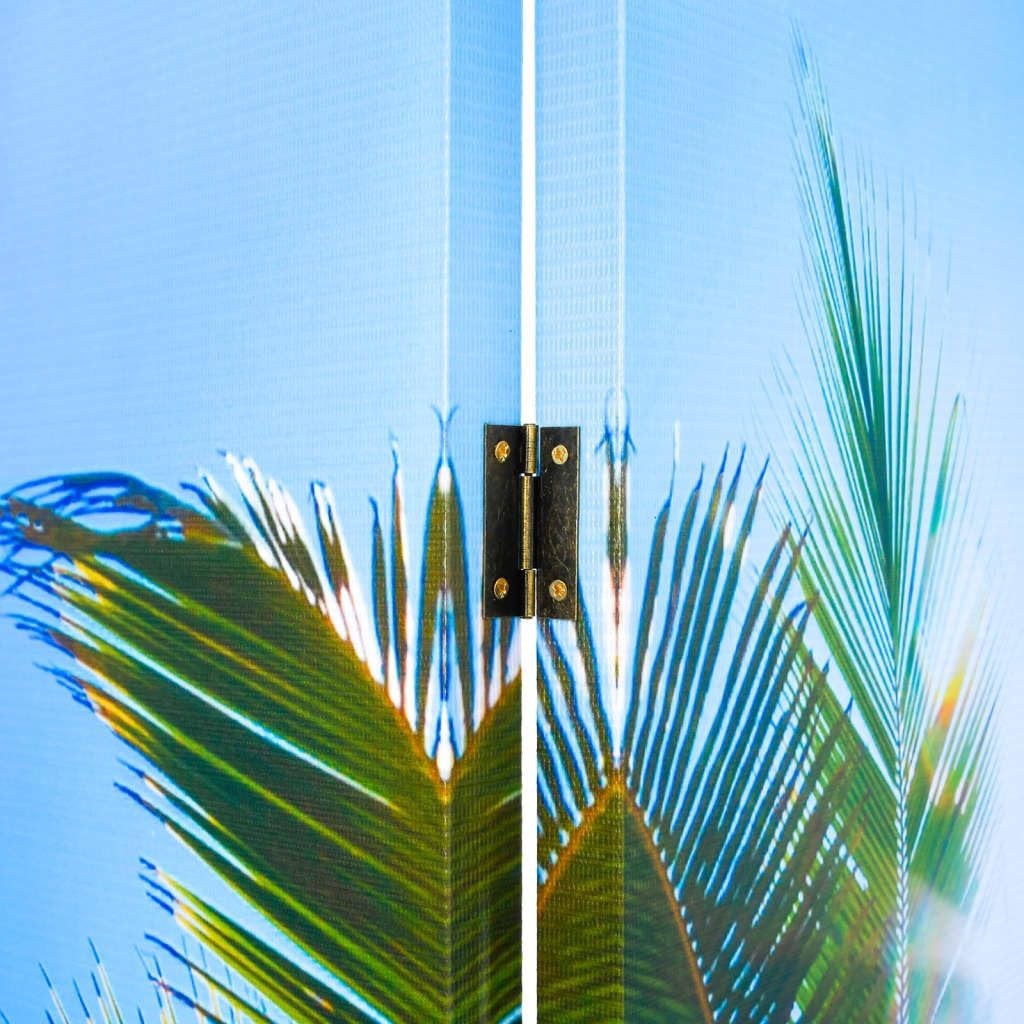 Beach Print Folding Room Divider 200x170cm Double-Sided Privacy Screen