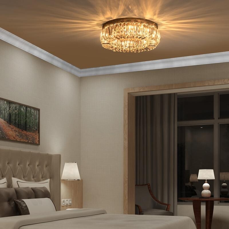 Luxury 50cm Crystal Ceiling Light Chandelier Flush Mount G9 Modern Chrome