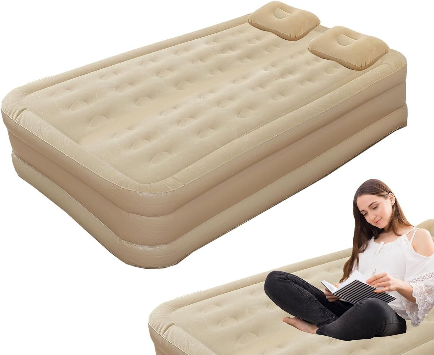 Twin Air Mattress with Built-in Pump | Foldable Camping & Guest Bed