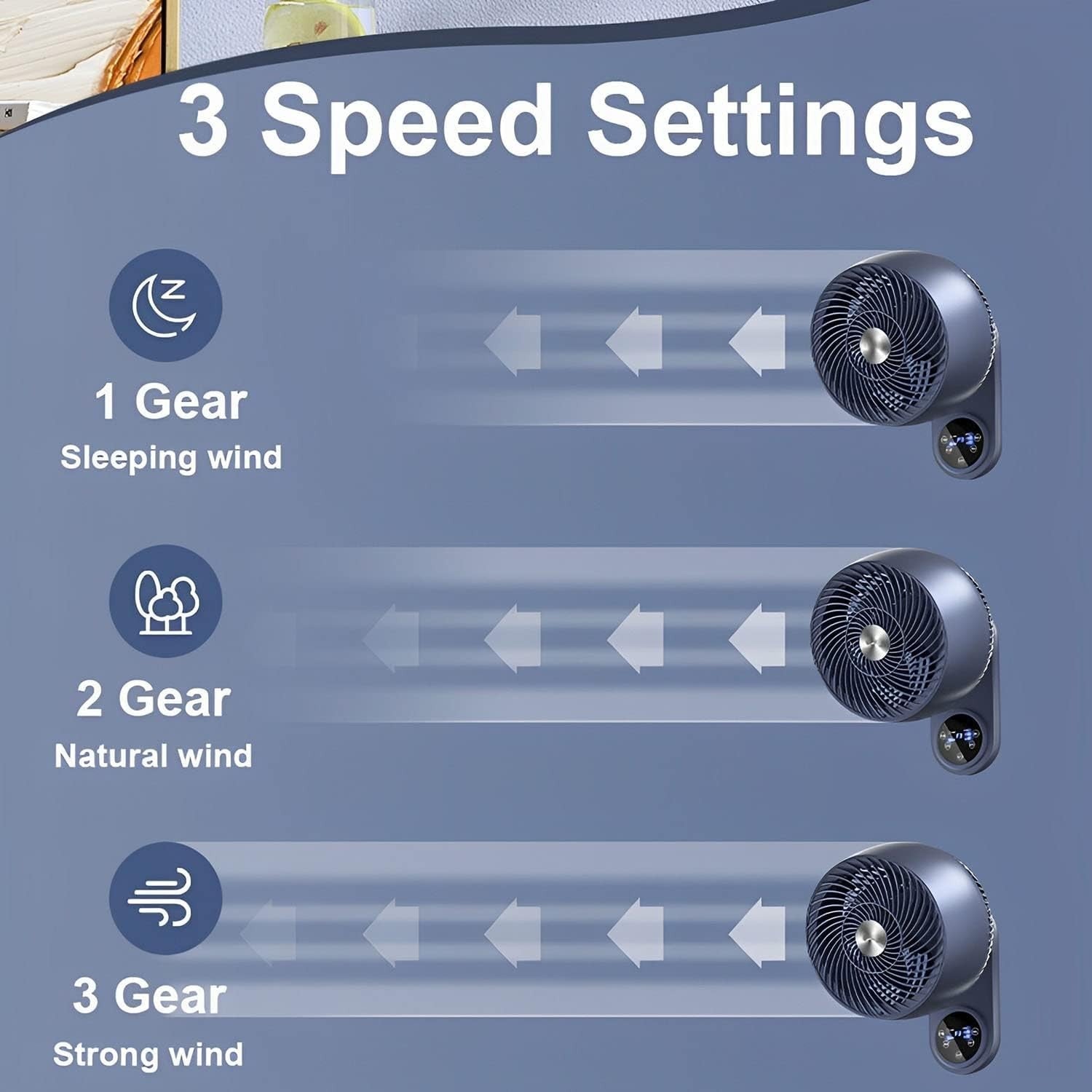 Wall Fan 10in Remote Control 3-Speed 85° Oscillation Quiet Cooling 12h Timer