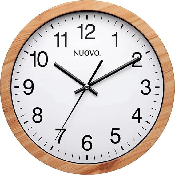 14 Inch Wooden Wall Clock Silent Non-Ticking Vintage Modern Home Decor