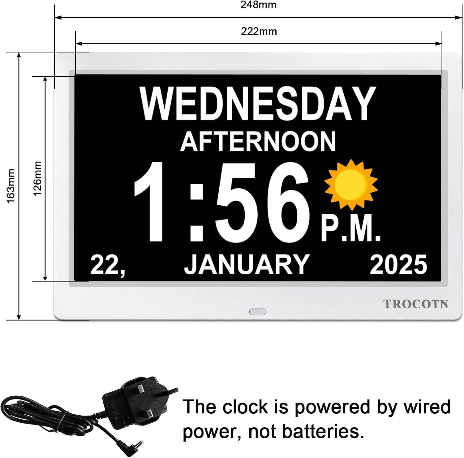 10” Dementia Digital Clock Large Day Date Display Auto Dimming Elderly