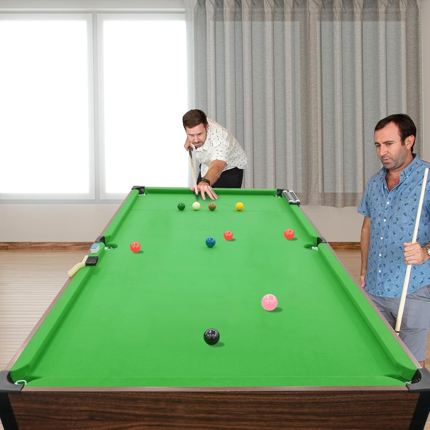 6FT Space Saving Folding Snooker Table Pool Set w Cues Balls Scoreboard