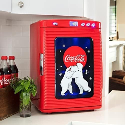 25L Ruby Red Coca Cola Mini Fridge Portable Cooler Tabletop Drinks