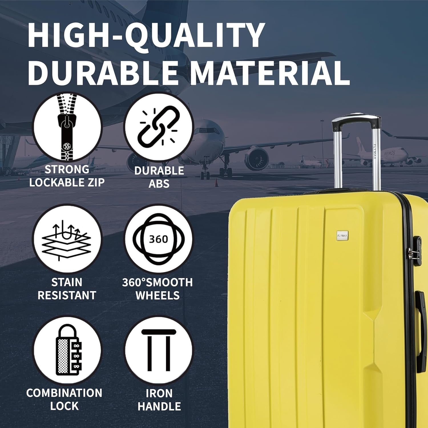 2 Piece Travel Case Set Cabin & Medium ABS Hard Shell 4 Wheel Spinner