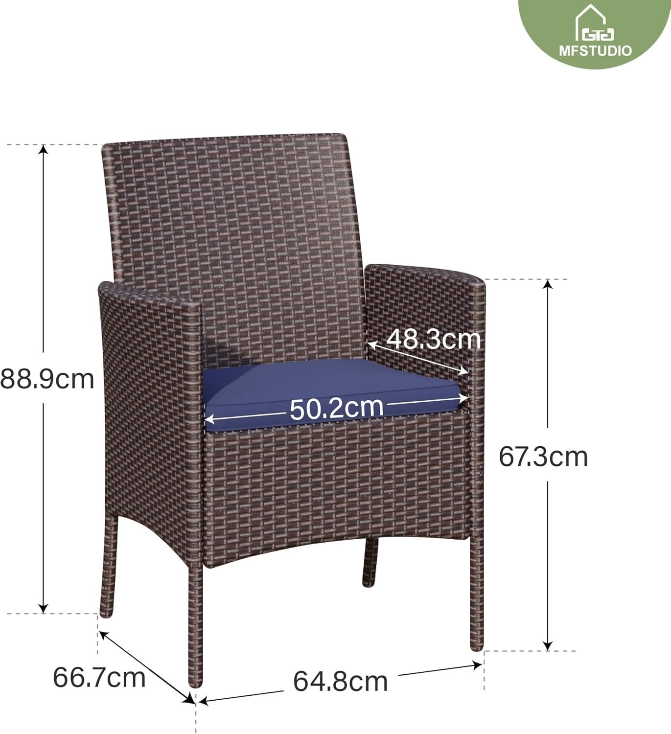 Rattan Garden Armchairs Set of 8 Cushioned Outdoor Patio Conversation Seats