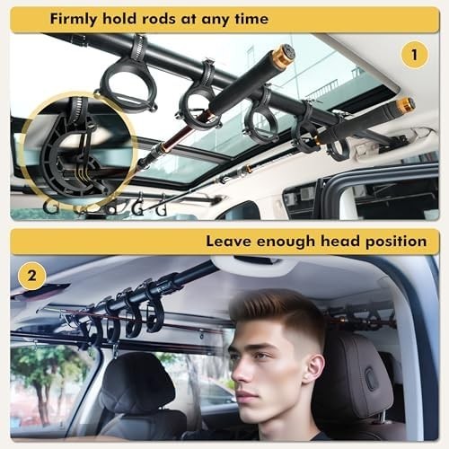 Fishing Rod Car Holder Roof Rack 5 Rod Adjustable Metal Storage