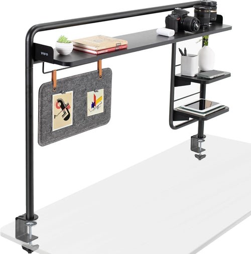 Clamp-On Desktop Shelving System 127cm Multi-Tier Desk Organizer Black