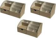 Faux Leather Desk Organiser 8-Compartment Drawer Pen & Stationery Caddy