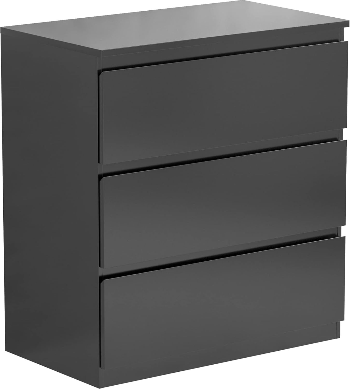 Black 3 Drawer Chest Modern Bedroom Storage Cabinet Unit Wood