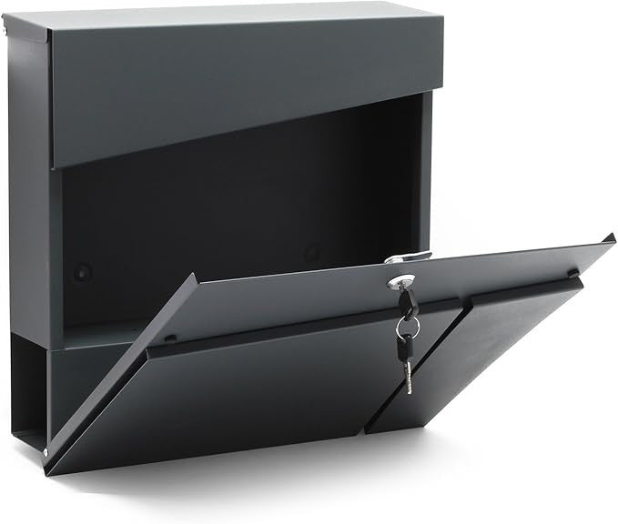 Wall Mounted Mailbox Secure Powder Coated Steel Letterbox with Newspaper Slot