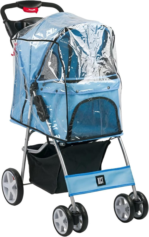 Dog Stroller with Rain Cover Foldable 4 Wheel Pet Pushchair Small Dogs