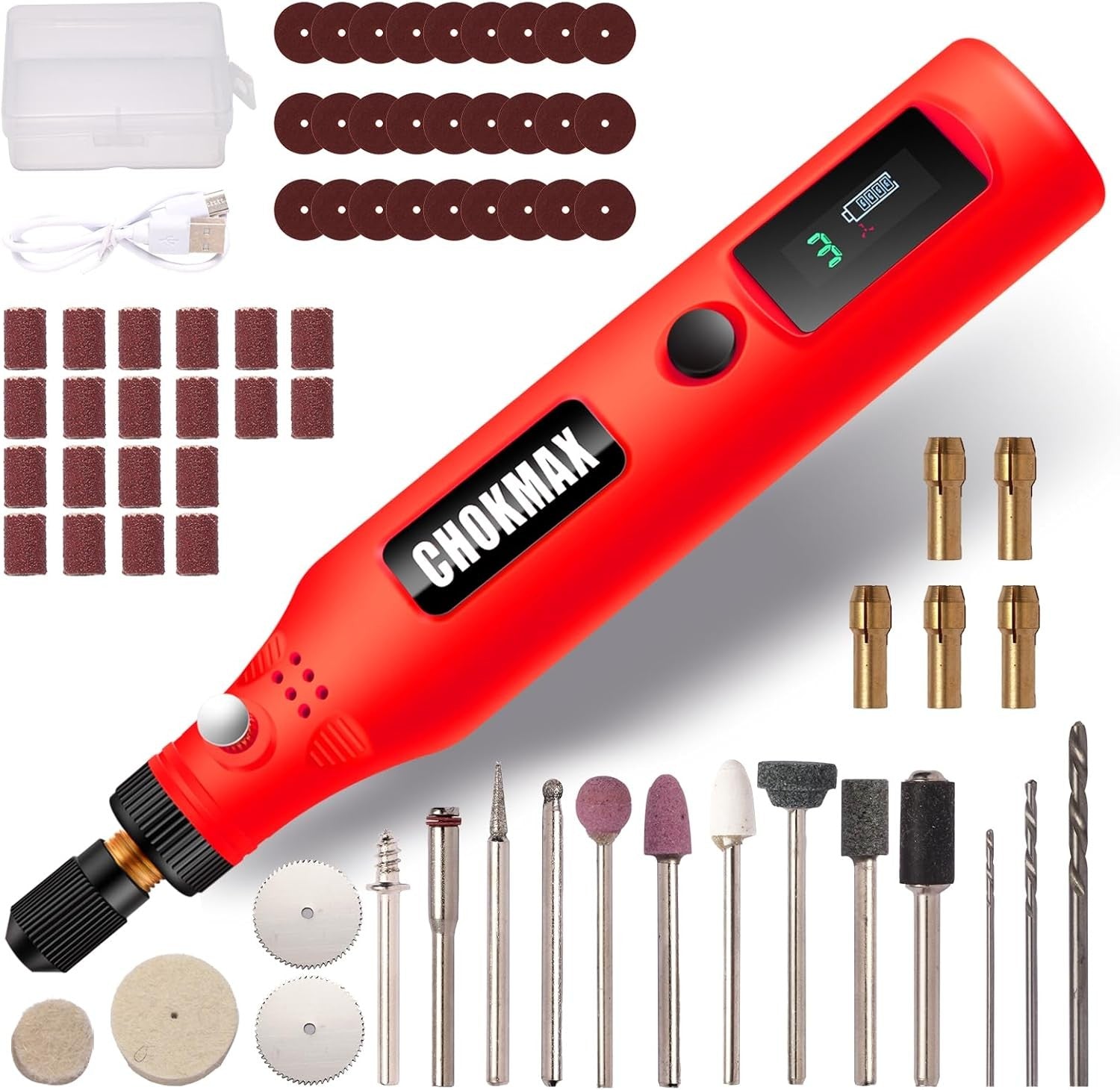 Mini Cordless Rotary 3 Speed USB Rechargeable Grinder with 72 Accessories