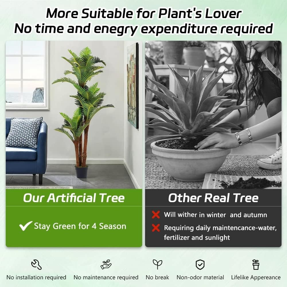 150cm Artificial Cycas Palm Tree in Pot Tropical Green Indoor Outdoor Decoration