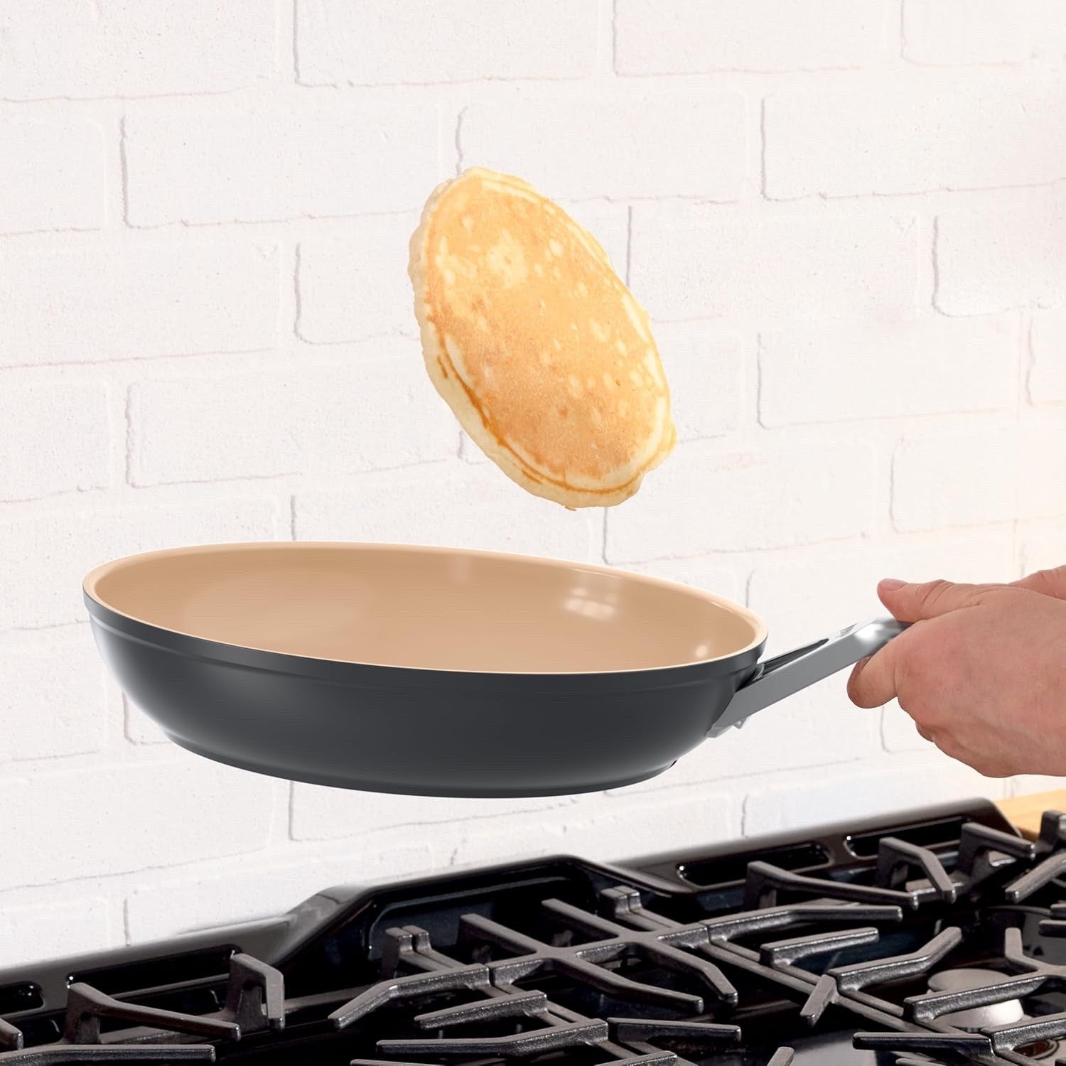 30cm Terracota & Black Ceramic Non-Stick Frying Pan – Induction & Oven Safe