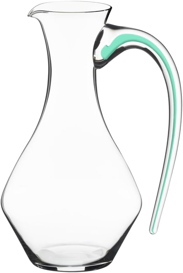 Handblown Crystal Wine Decanter 0.74L Mint Handle Elegant Aerator Pitcher