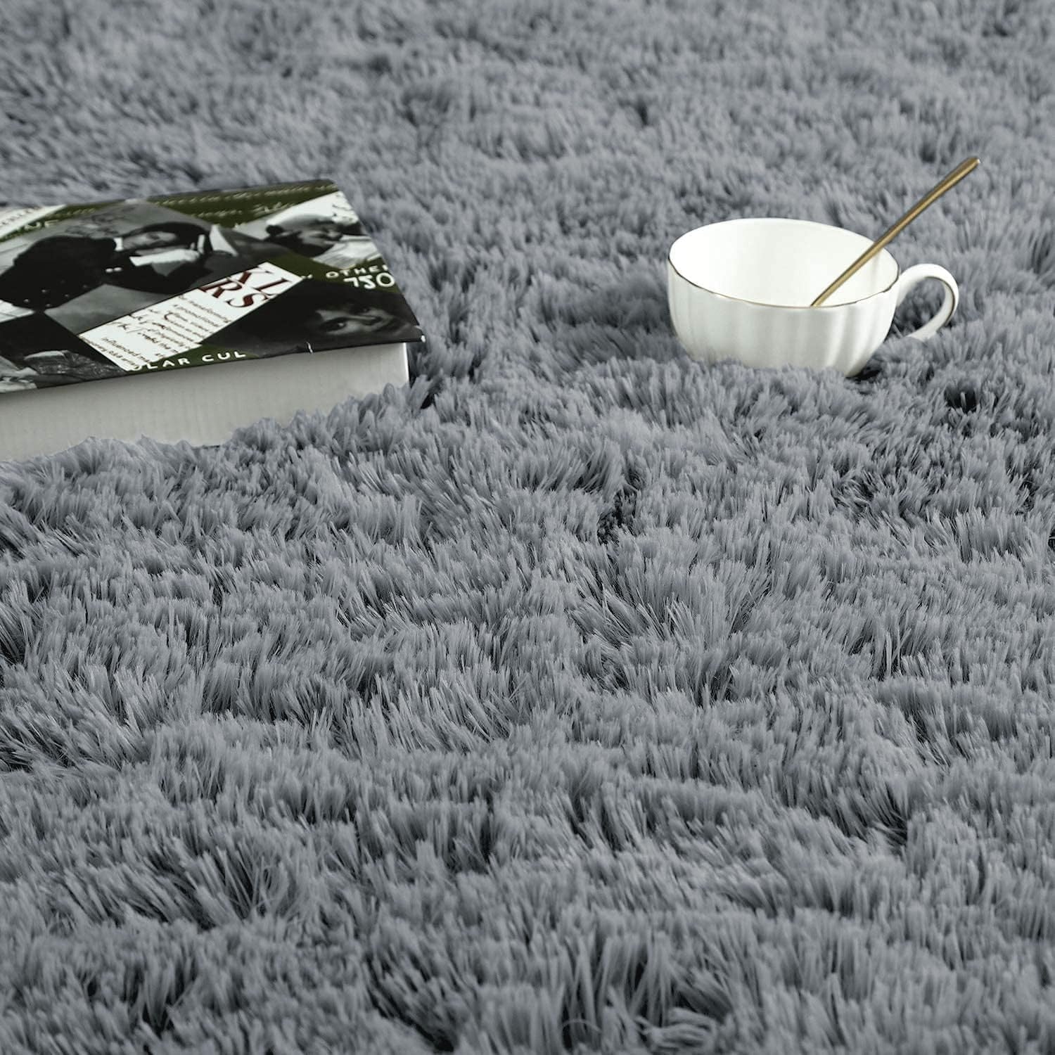 Grey Shaggy Area Rugs Set 2pcs 120x170cm Super Soft Non Slip Bedroom Rugs