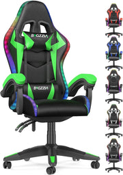 RGB Gaming Chair Recliner PU w/ Lumbar Headrest