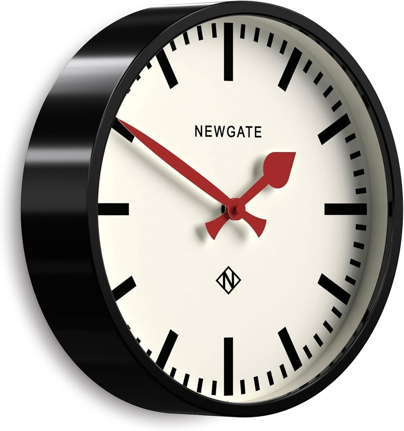 Retro Wall Clock 30cm Silent Sweep Metal Station Design Black Hands