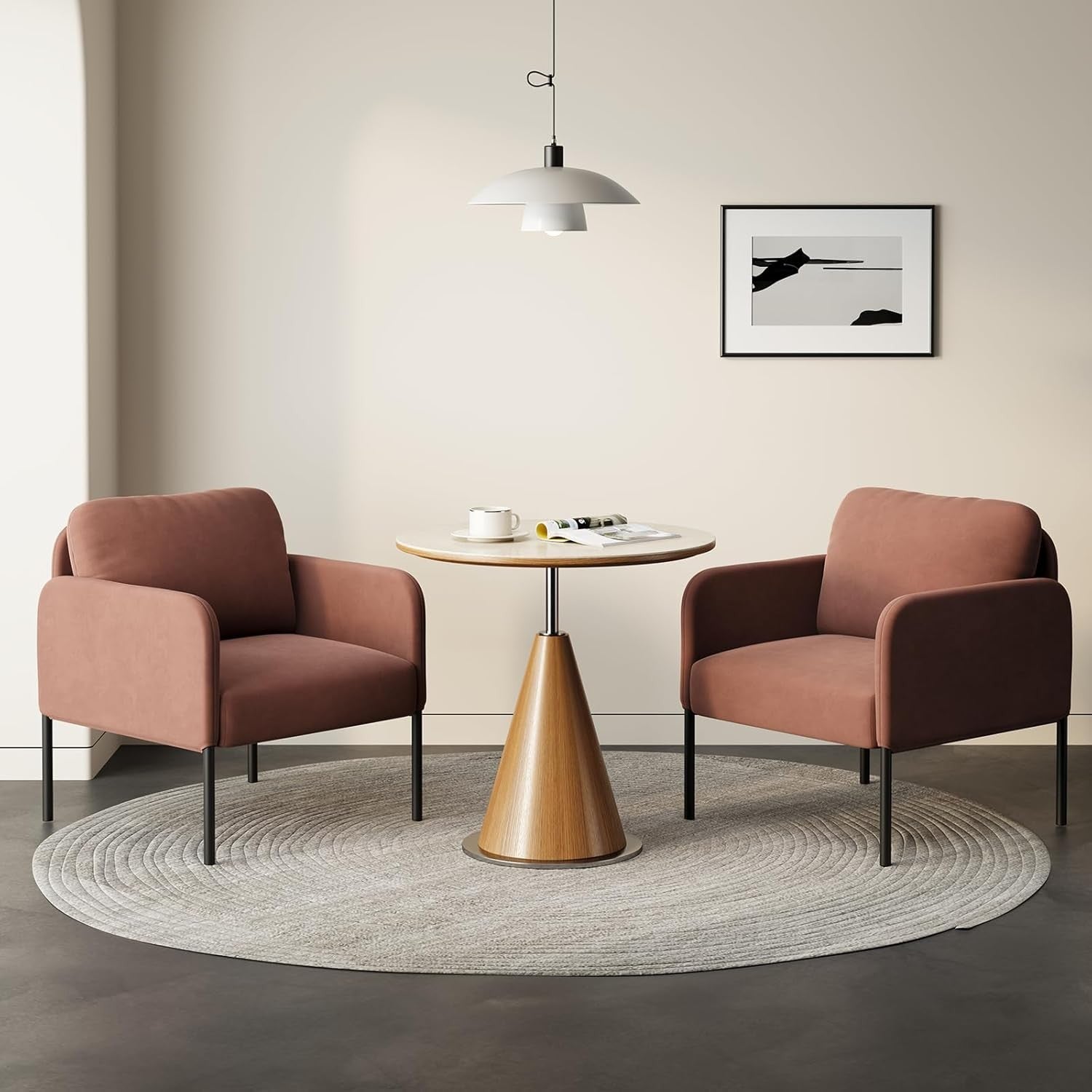 Velvet Upholstered Accent Armchair Padded Lounge Chair Pink