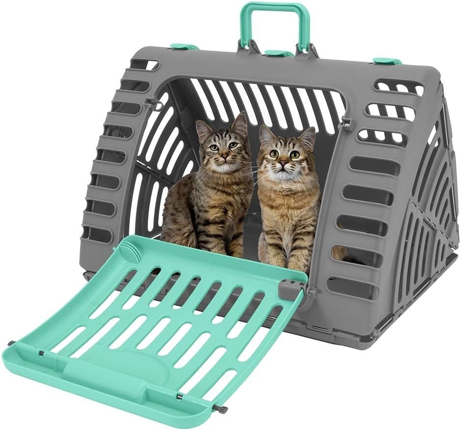 XL Foldable Cat Carrier 63x51x48cm Collapsible Plastic Travel Crate 35lb Pet