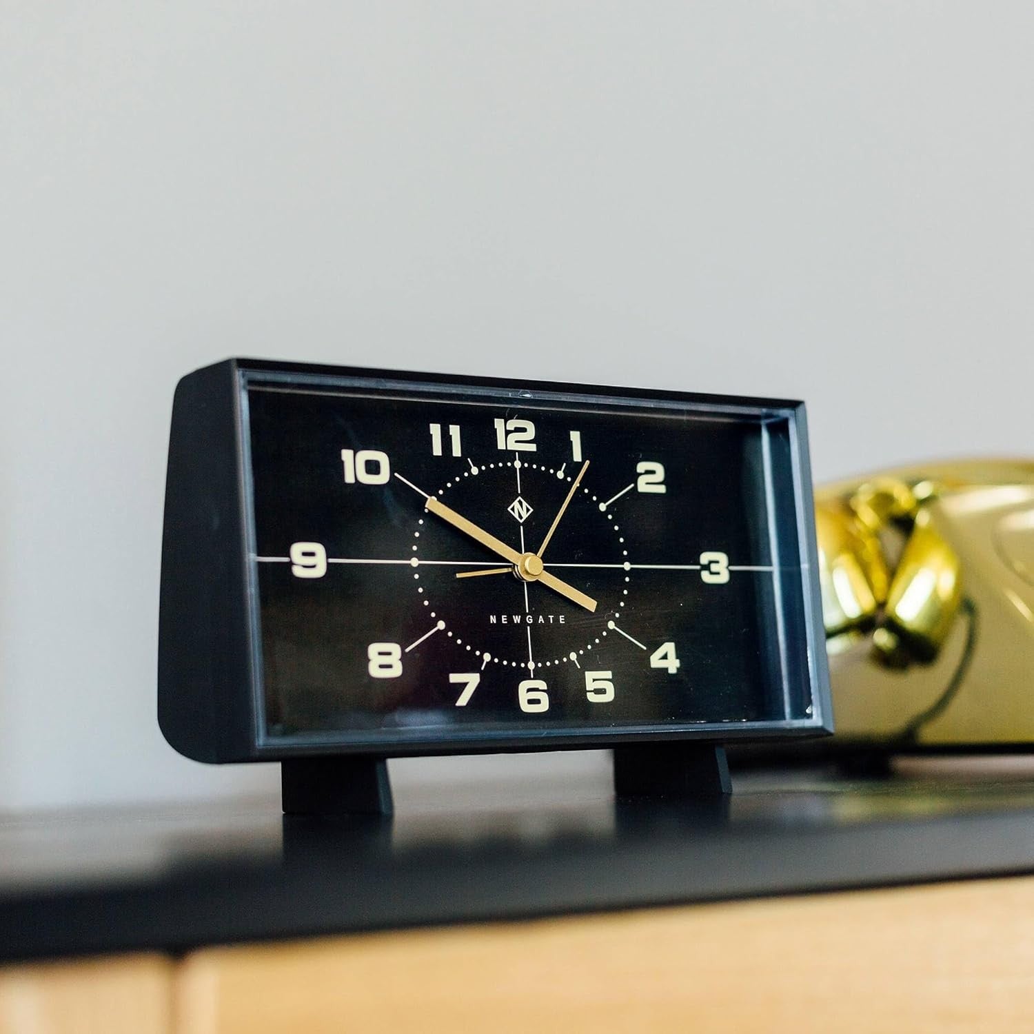 Retro Rectangular Alarm Clock Analogue Bedside Desk Mantel Black