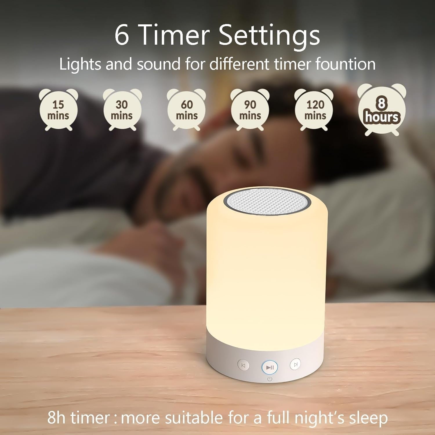 White Noise Machine Night Light 20 Sleep Sounds Timer Memory Portable