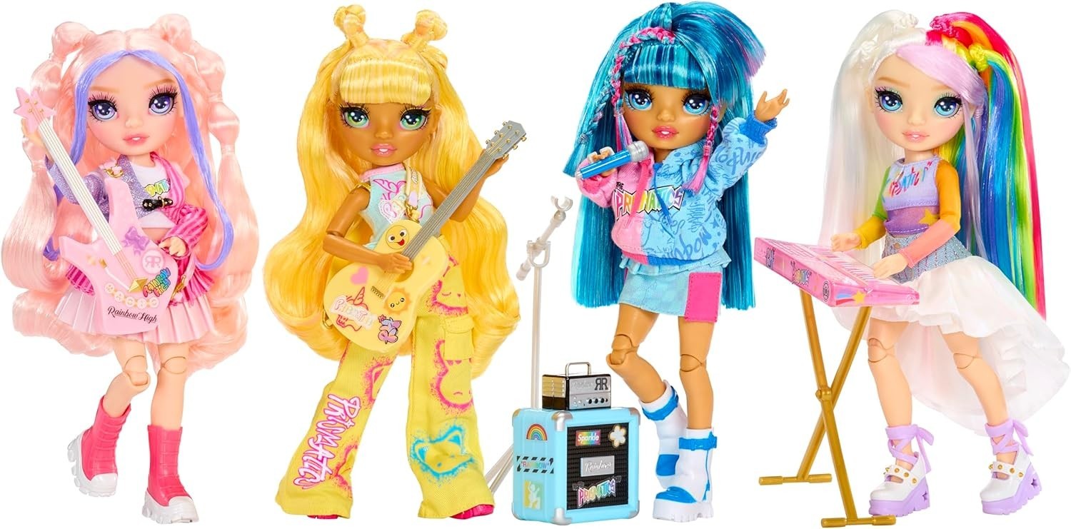 23cm Fashion Doll Rock Band Bass Guitar Stickers Posable Toy