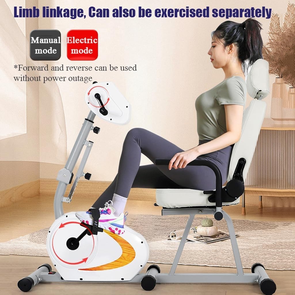 Motorized Recumbent Exercise Bike Electric Arm Leg Trainer Adjustable Seat Rehab