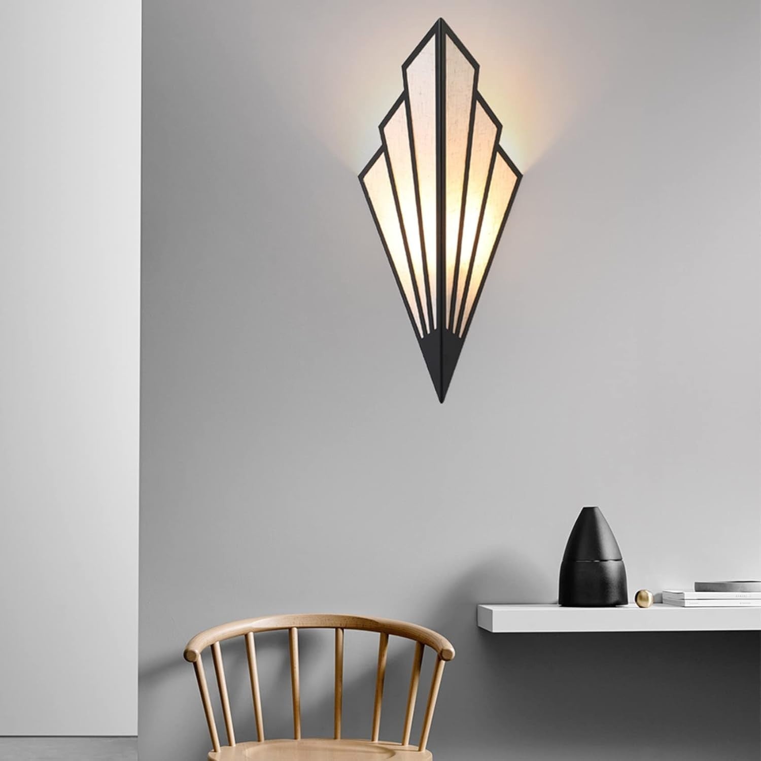 Modern Black Art Deco Wall Sconce Light E14 Fan Design for Hallway Lounge