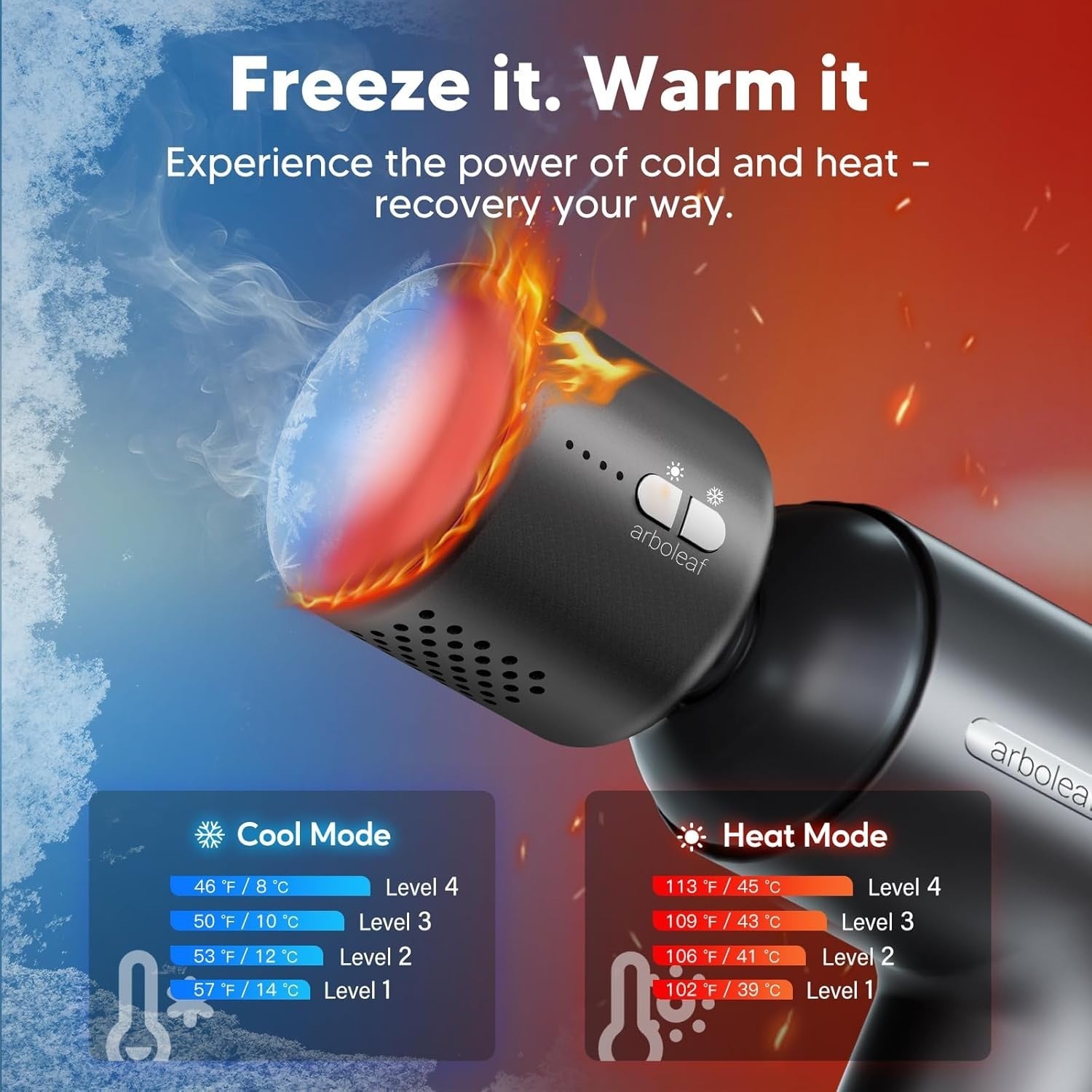Hot & Cold Massage Gun Deep Tissue Percussion Muscle Relief 6 Speeds Case