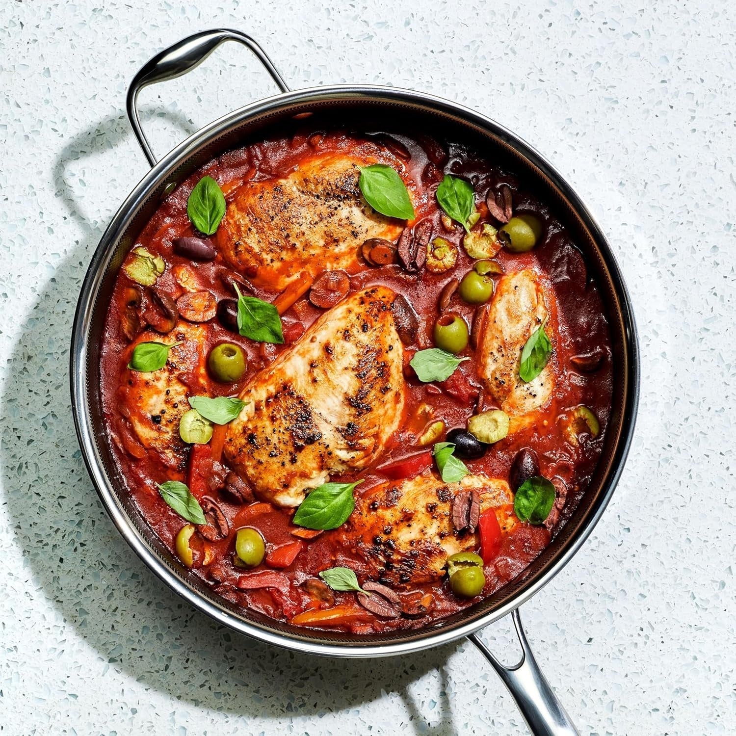 5.5L Deep Non Stick Sauté Pan with Lid – Induction & Oven Safe Stainless Steel