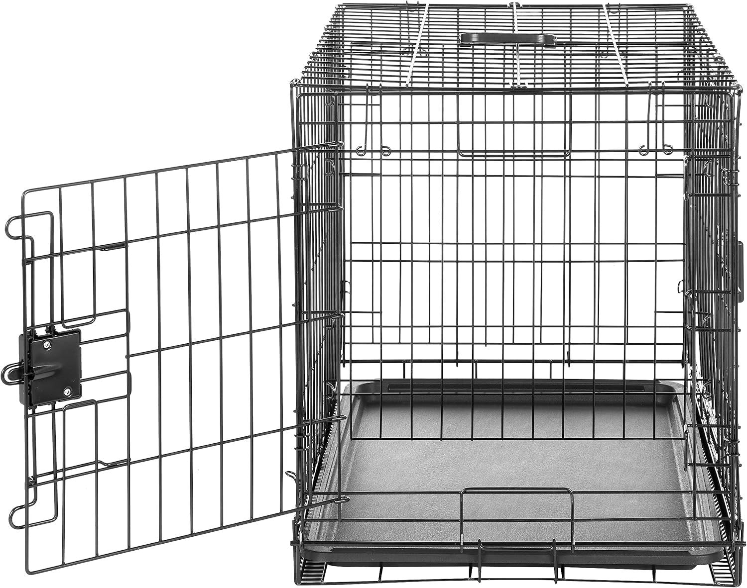 Medium Foldable Double Door Metal Dog Crate Cage with Divider & Tray 76cm