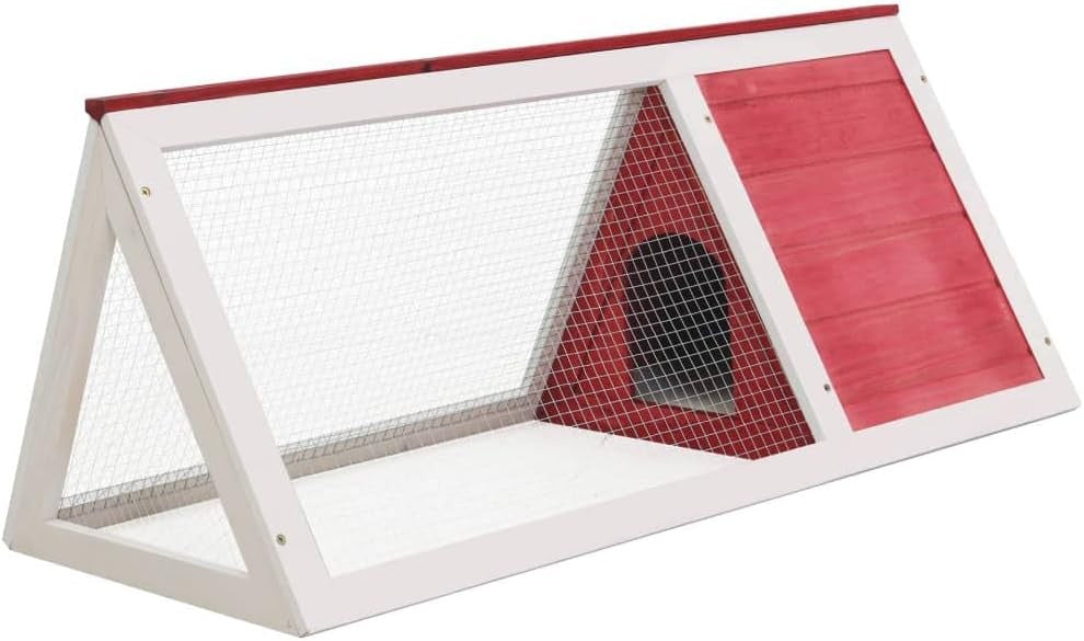 Outdoor Rabbit Hutch Triangle Wooden Small Animal Run Weather Resistant