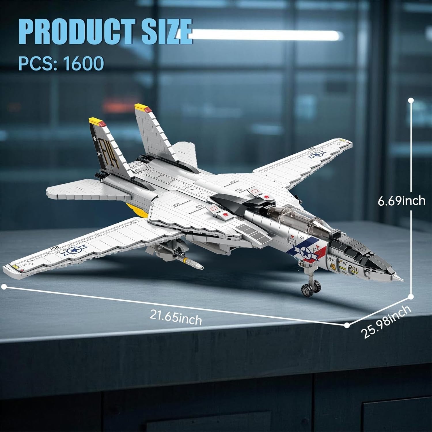 F-14 Fighter Jet Model Kit 1600pcs Military Plane Collectors Set Adults