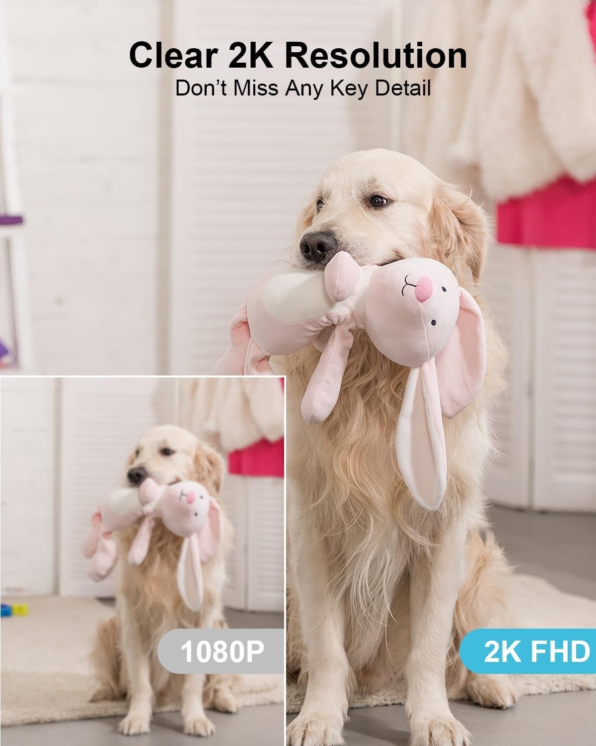 2K Indoor Security Camera Wireless Battery PTZ Pet Baby Monitor WiFi