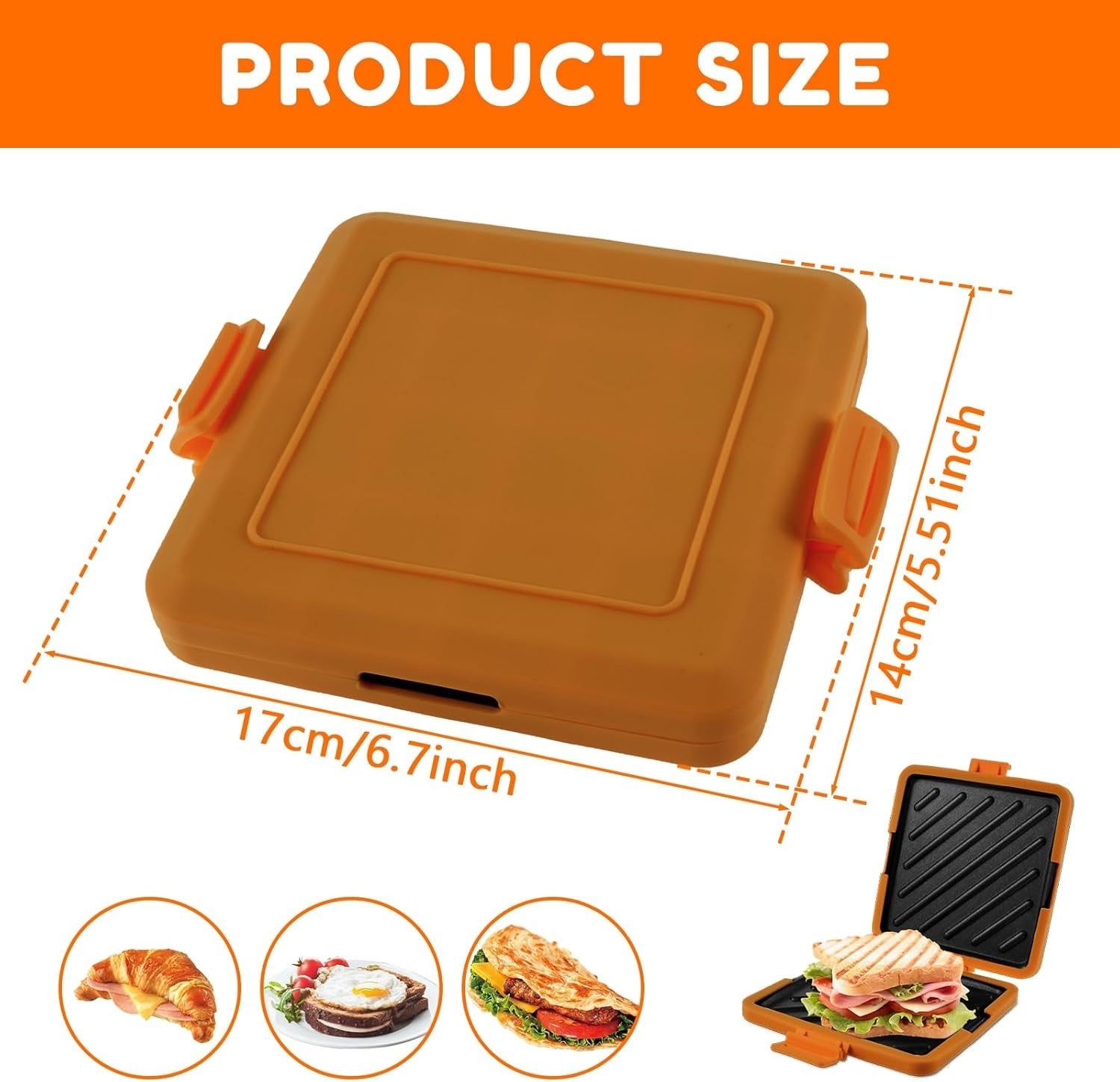 Microwave Toastie Maker Non-Stick Silicone Heatwave Technology Orange